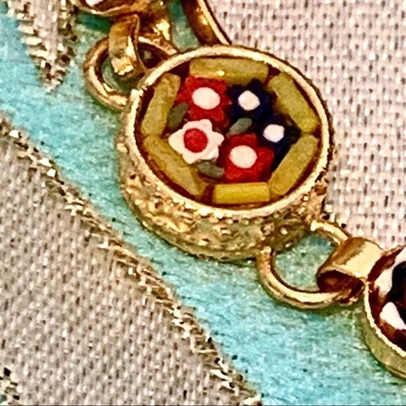 Yellow floral vtg mini micro mosaic bracelet 6.75” - Picture 5 of 9